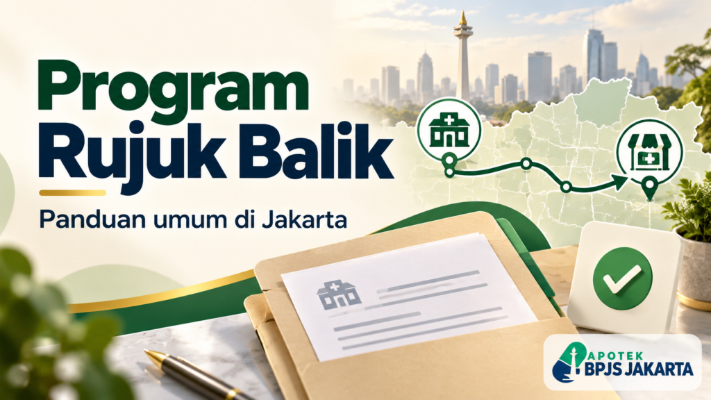 Ilustrasi alur Program Rujuk Balik dari fasilitas kesehatan ke apotek di Jakarta